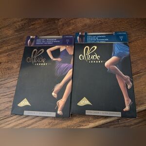 Allude Luxury Pantyhose, High Cut Control Back And Nude 2 Pairs Size B New